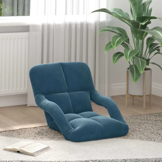vidaXL Verstelbare vlo stoelen Blauw Fluweel, foto 2