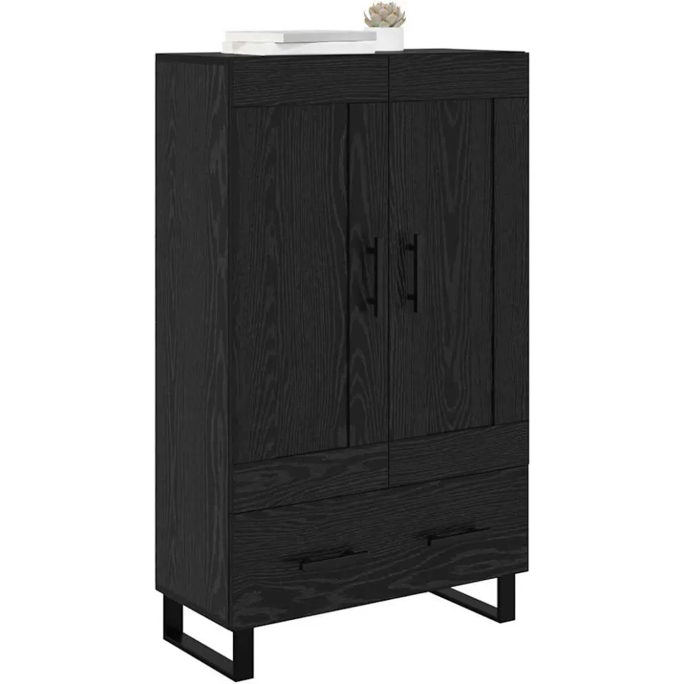 vidaXL Highboard Zwart Eiken 69,5 x 31 x 115 cm Bewerkt hout