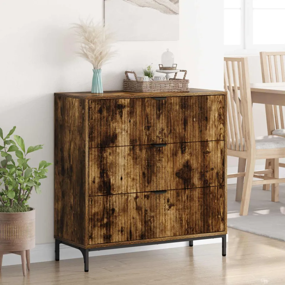 vidaXL Dressoir Gerookt eiken 79,5 x 33 x 82 cm Bewerkt hout, foto 4