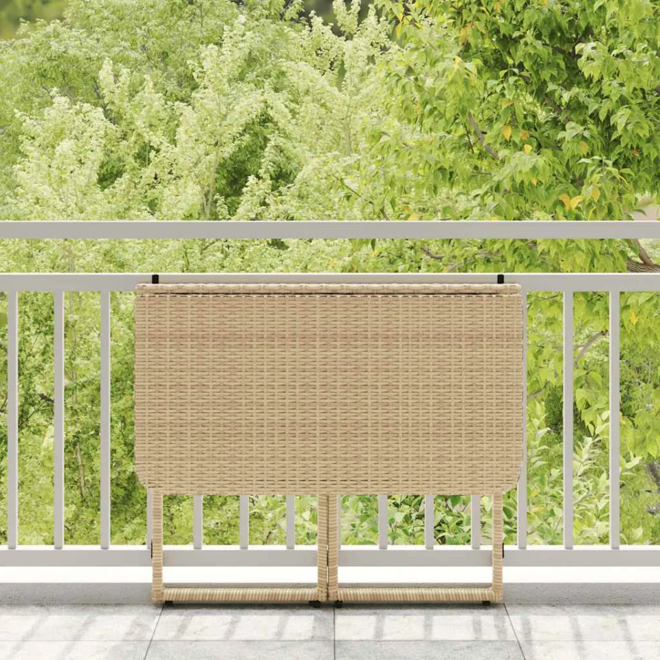 vidaXL Tuintafel inklapbaar 90x51x75 cm poly rattan beige, foto 3