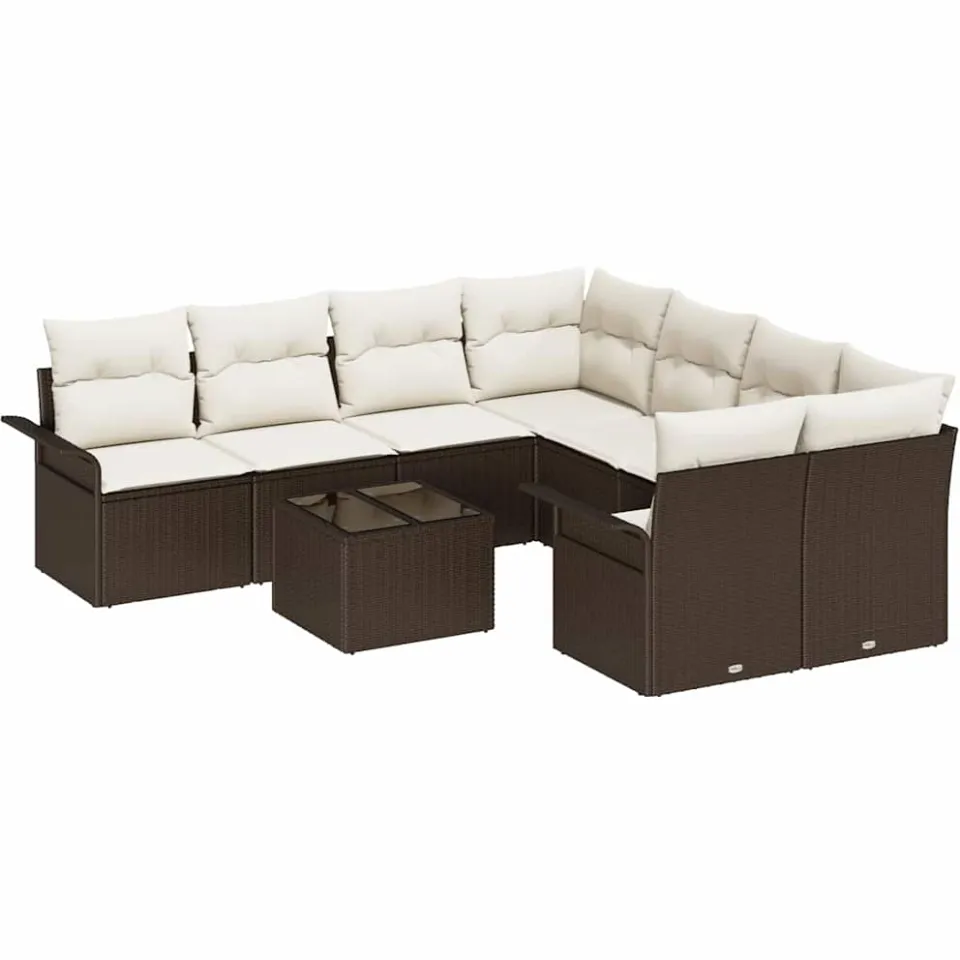 vidaXL Tuin Sofa Set 9 st Bruin poly rattan