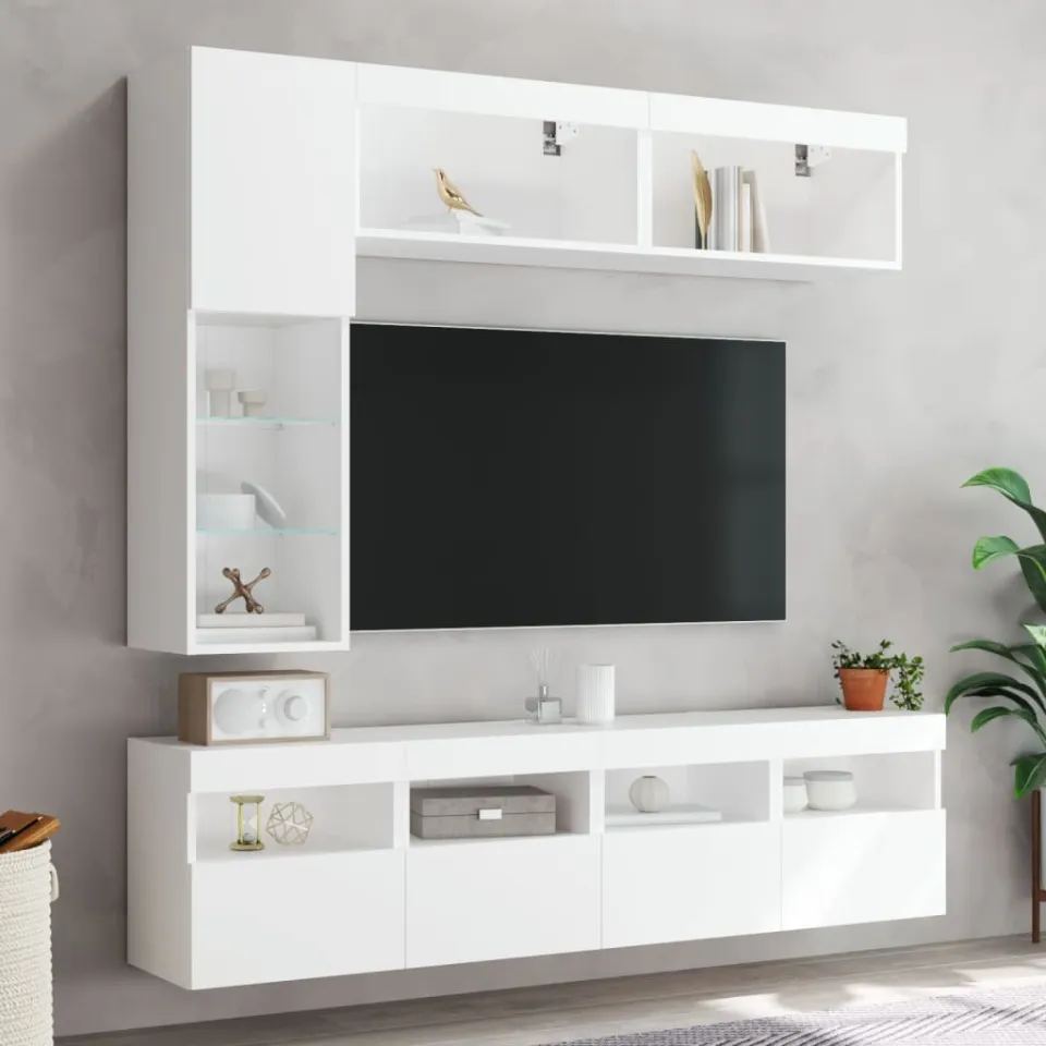 vidaXL 7-delige Tv-wandmeubelset met LED-verlichting wit, foto 3