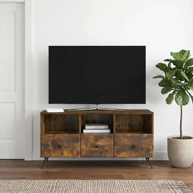 vidaXL TV-kast met lade Gerookt eiken 102 x 34,5 x 50 cm Bewerkt hout, foto 2