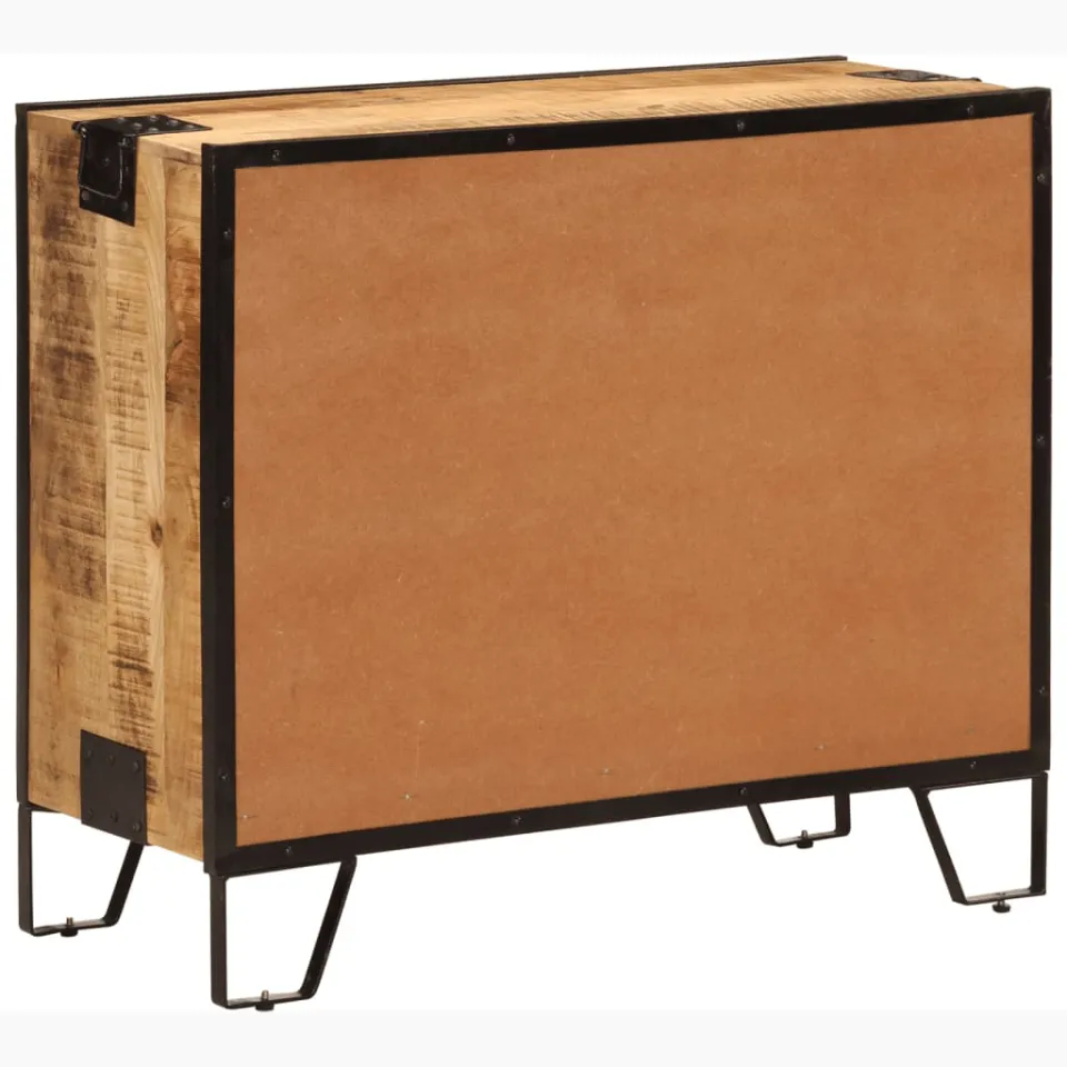 vidaXL Dressoir 80x31x66 cm massief ruw mangohout en metaal bruin, foto 4