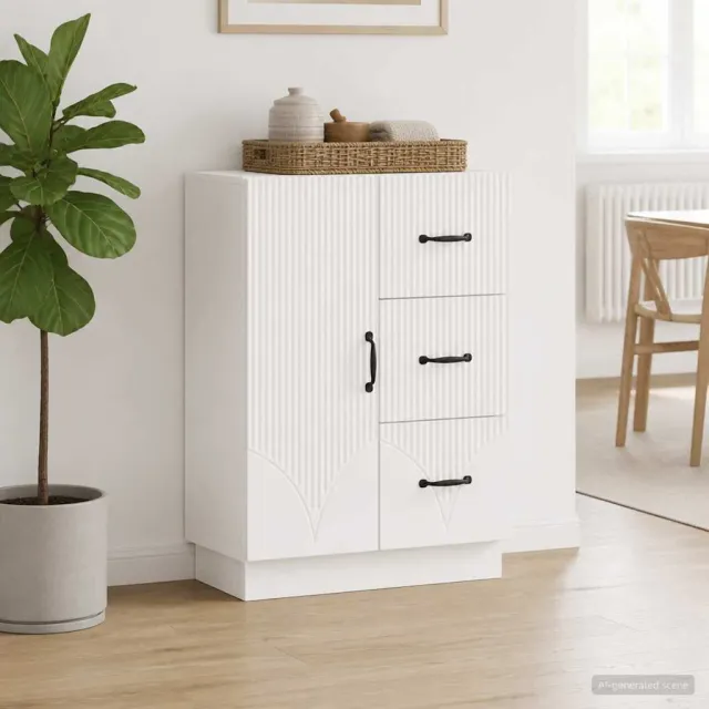 vidaXL Dressoir met lade Hoogglans Wit 66 x 34,5 x 87 cm Bewerkt hout