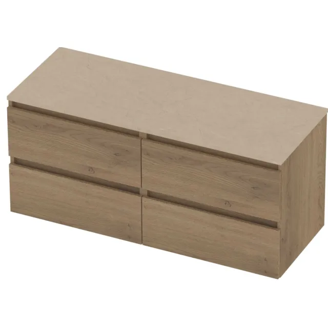 Basic-Line Deck 46 Badmeubelset Greeploos 120x46x58 cm D46ssepo2x60 Pure Oak Sand Stone Beige