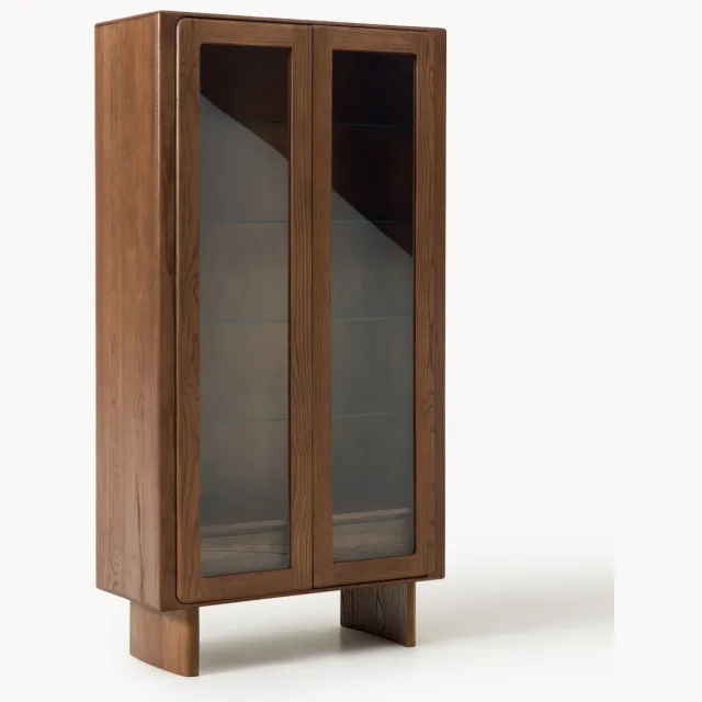 Westwing Collection Vitrinekast Chandler van eikenhout Bruin