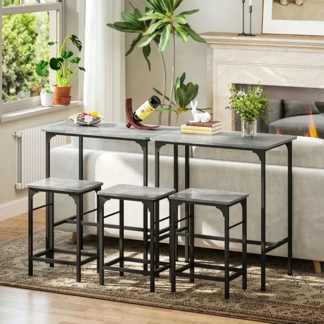 MODENUIT Bartafel Set 80 x 50 x 87 cm - Industrieel - Voor Keuken En Eetkamer - Metaal - Grijs Grijs;Zwart