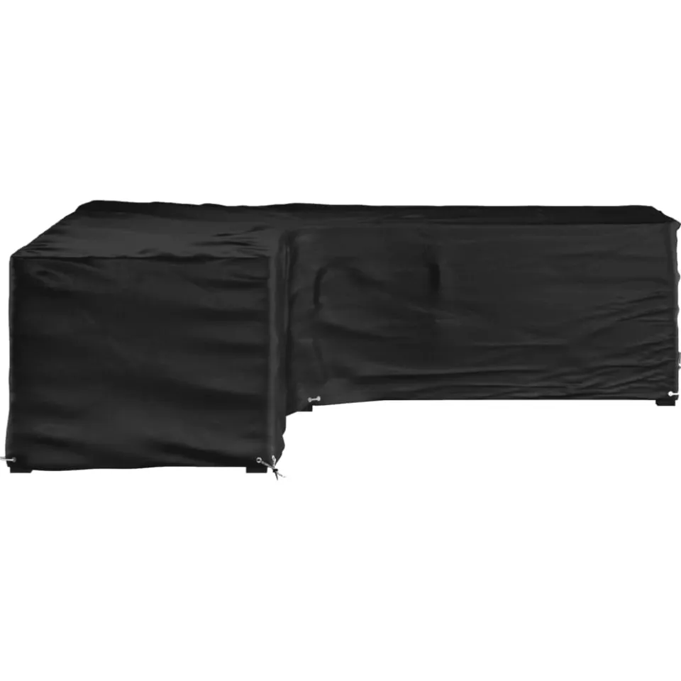 vidaXL Tuinmeubelhoezen met 16 oogjes L-vormig 285x285x70 cm zwart, foto 2