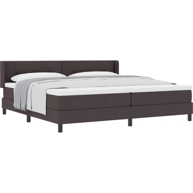 vidaXL Boxspringbed met hoofdeinde Donkerbruin 200 x 200 cm Stof