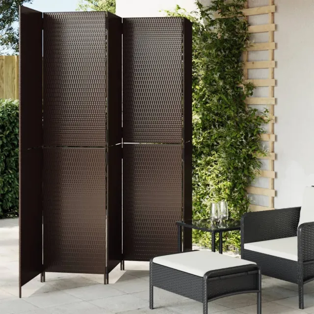 vidaXL Kamerscherm 5 panelen poly rattan bruin, foto 2