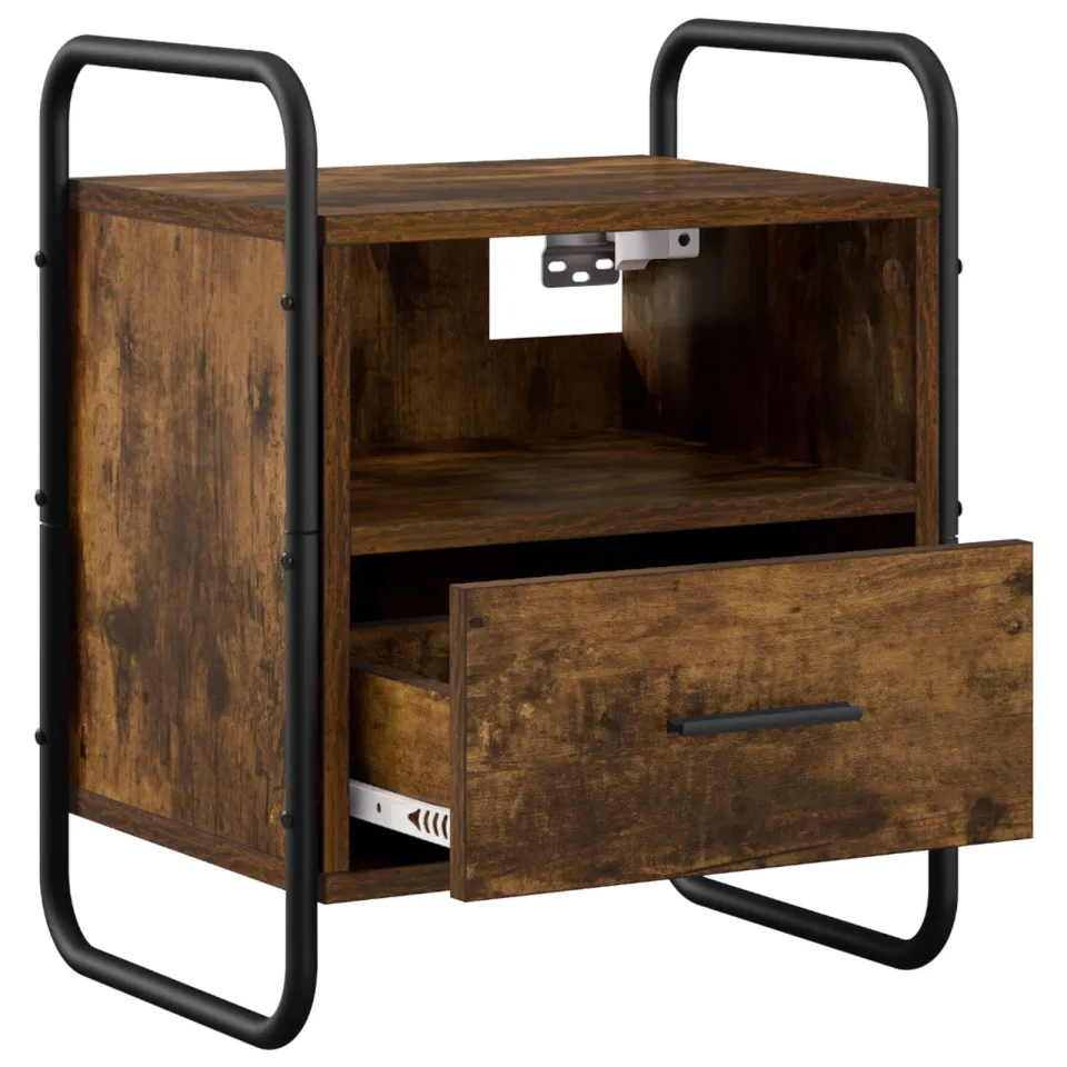 vidaXL Hangend nachtkastje Gerookt eiken 40 x 30 x 50 cm Bewerkt hout Bruin