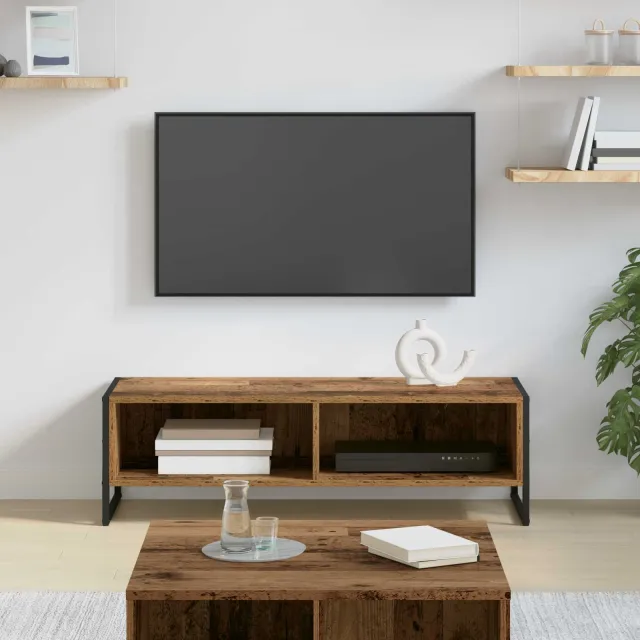 vidaXL TV-kast 100 x 36.5 x 30.5 cm Oud Hout Bewerkt hout bruin, foto 2