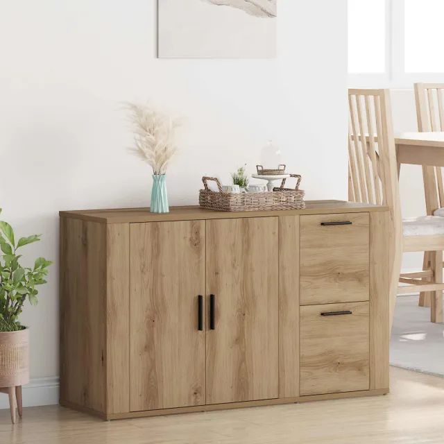vidaXL Dressoir Artisan Eiken 100 x 33 x 59.5 cm Bewerkt hout Bruin