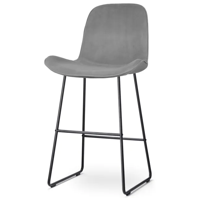 Nolon Nino-Fé barkruk velvet grijs - zwart onderstel - 75 cm
