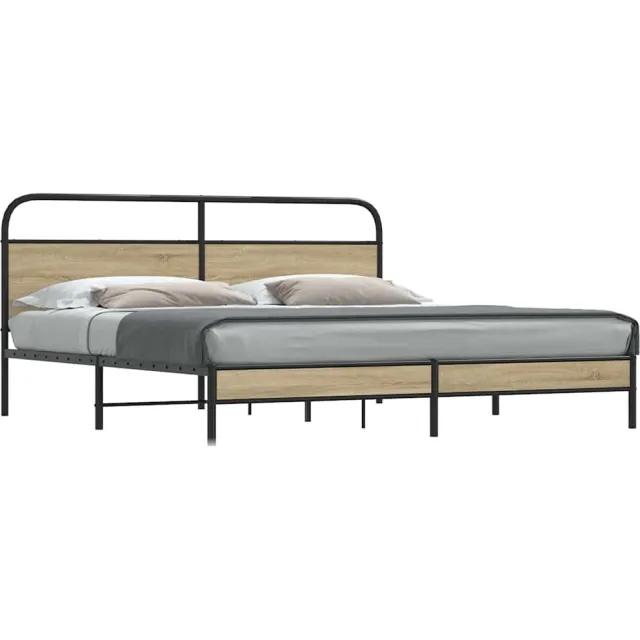 vidaXL Bedframe zonder matras metaal gerookt eikenkleurig 183x213 cm