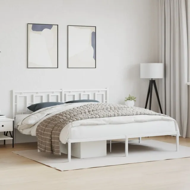 vidaXL Bedframe met hoofdbord metaal wit 183x213 cm