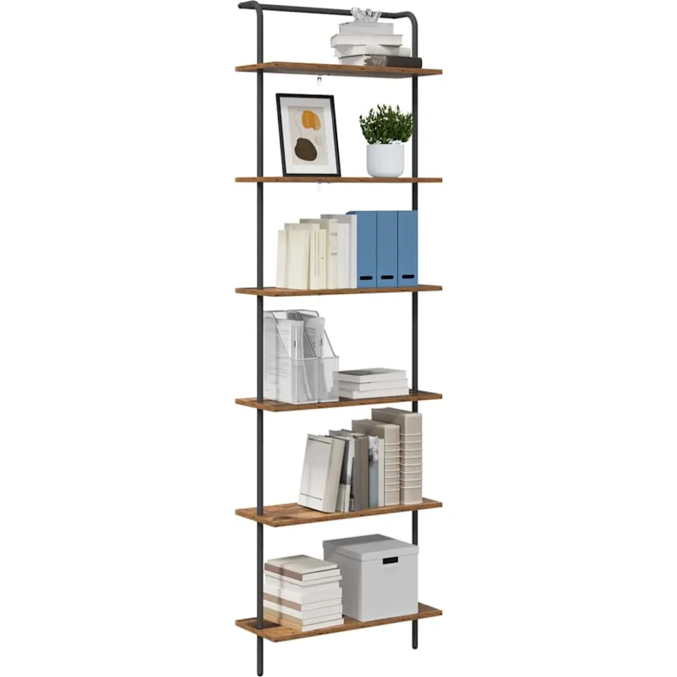 vidaXL Boekenkast 6-laags 60 x 24 x 203 cm Bewerkt hout Oudhout Bruin