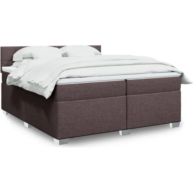 vidaXL Boxspring met matras stof donkerbruin 200x200 cm bruin