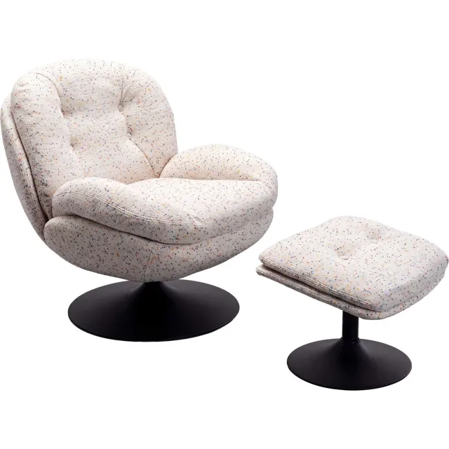 Kare Design Draaifauteuil + kruk Standford Grijs/Beige