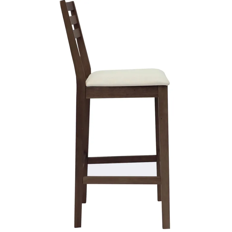 vidaXL Barkruk 2 st Lichtbruin en Beige Massief Rubberhout en Stof, foto 3