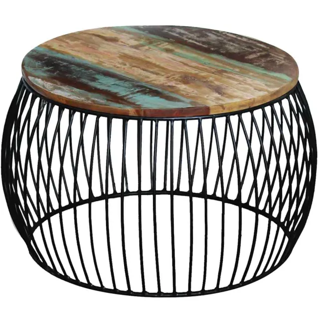 vidaXL Salontafel rond 68x37 cm massief gerecycled hout Bruin
