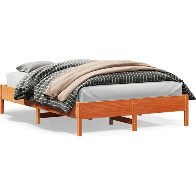 vidaXL Bedframe zonder matras massief grenenhout wasbruin 150x200 cm