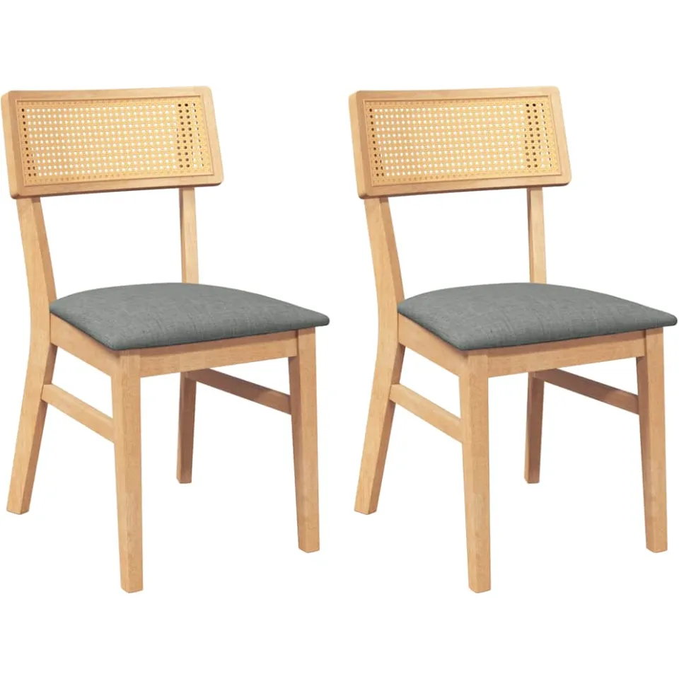 vidaXL Eetkamerstoelen met kussens 2 st massief hout rubber Bruin