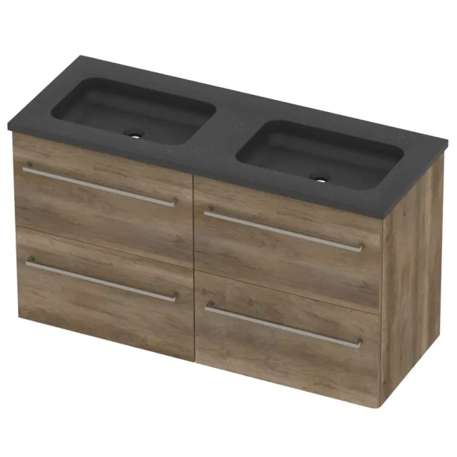 Basic-Line Rocky 46 Badmeubelset Hardsteen 120x46x62 cm R46bsdso2x600 Scotch Oak Blue Stone Grijs
