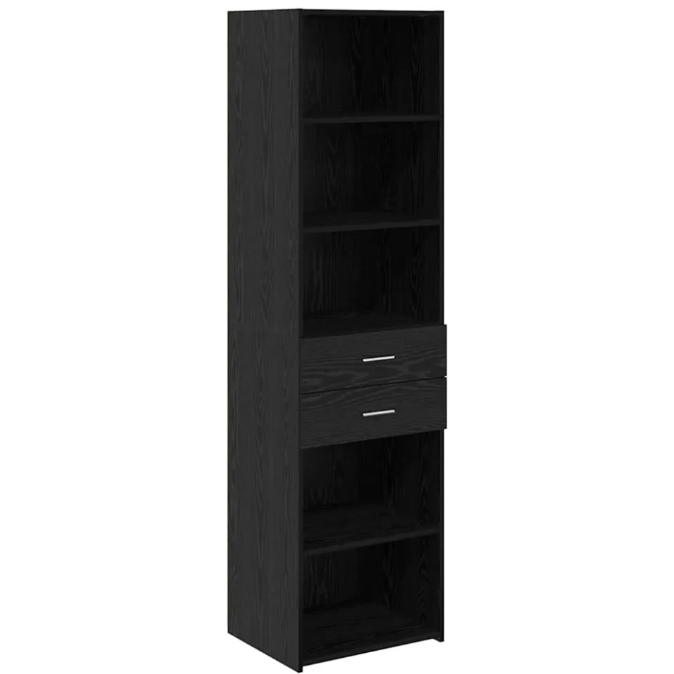 vidaXL Highboard Zwart Eiken 50 x 42,5 x 185 cm Bewerkt hout, foto 3
