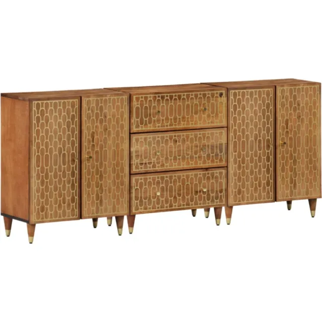 vidaXL Bijzetkasten 3 st 60x33x75 cm massief mangohout bruin