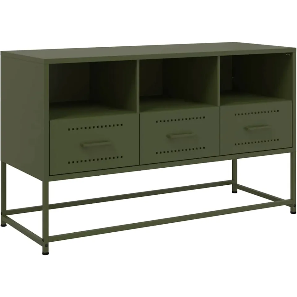 vidaXL Tv-meubel 100,5x39x60,5 cm staal olijfgroen