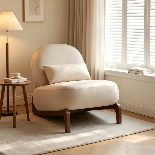 VVBV Fauteuil 86.9x72.1x69.9 cm – Gestoffeerde Fauteuil – Modern Design – Massief Hout – Voor Woonkamer – Voor Slaapkamer – Camel