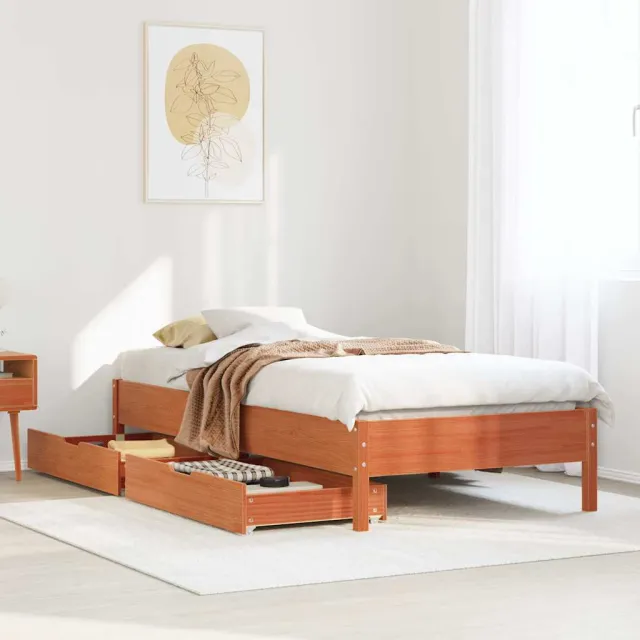 vidaXL Bedframe zonder matras massief grenenhout wasbruin 100x200 cm bruin