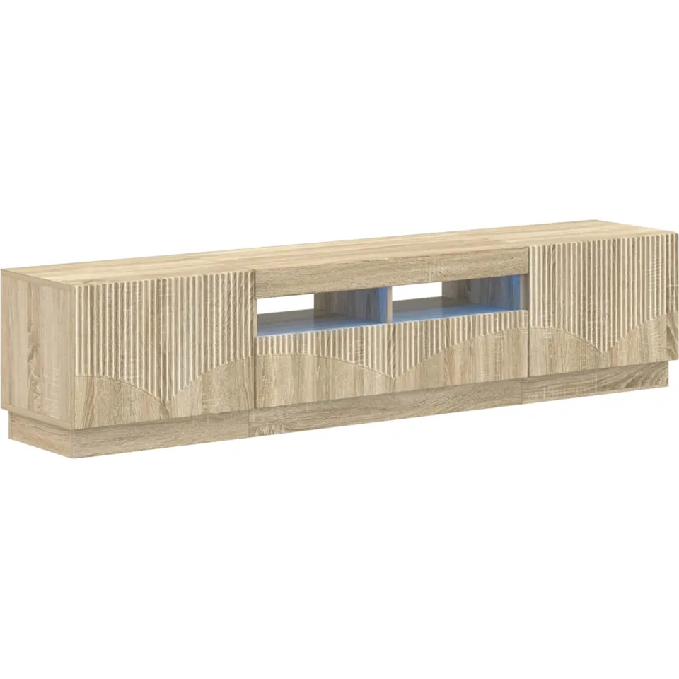 vidaXL LED tv-meubel HOORN 3 st Sonoma Eiken Bewerkt hout Bruin