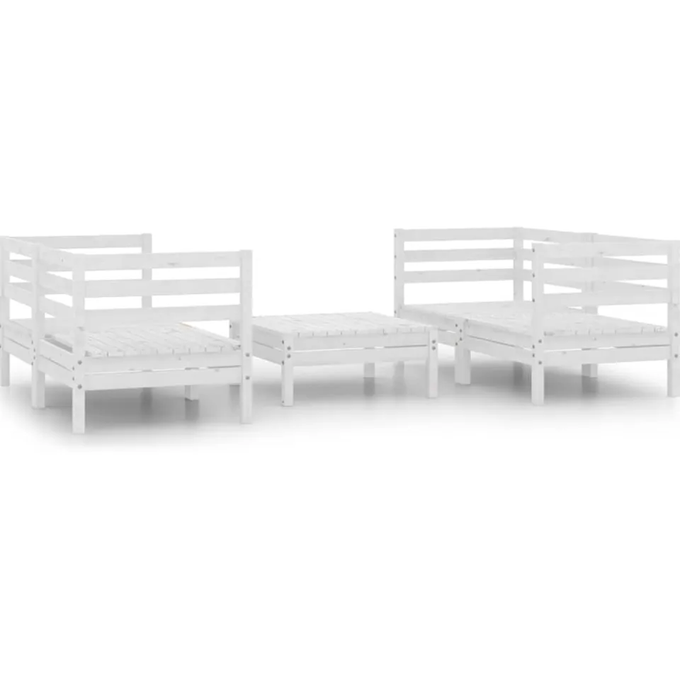 vidaXL 5-delige Loungeset massief grenenhout wit, foto 3