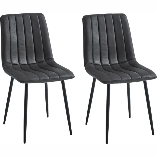 Colenis Eline Eetkamerstoel - Set Van 2 - Grijs - Microfiber Stof Grijs Microfiber