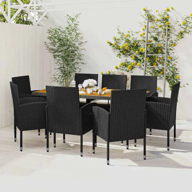 vidaXL 9-delige Tuinset poly rattan zwart, foto 2