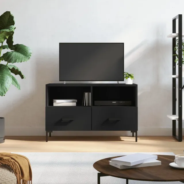 vidaXL Tv-meubel 80x36x50 cm bewerkt hout zwart, foto 2