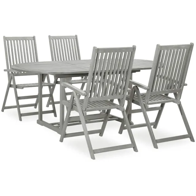 vidaXL 5-delige tuinset (150-200)x100cm massief acaciahout grijs