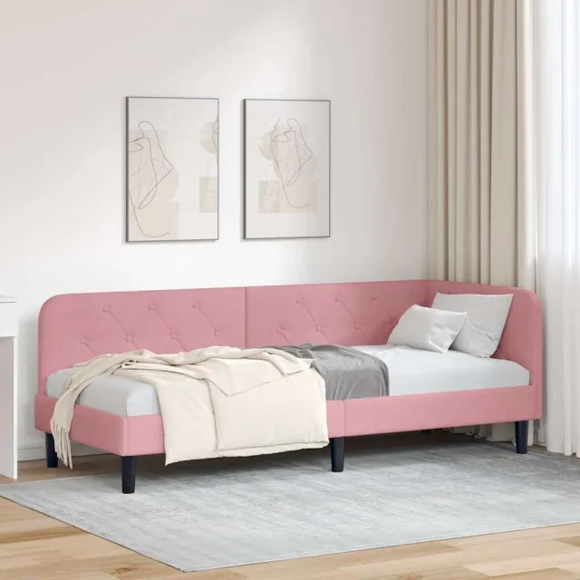 vidaXL Hoekbedframe Roze 80 x 200 cm fluweel