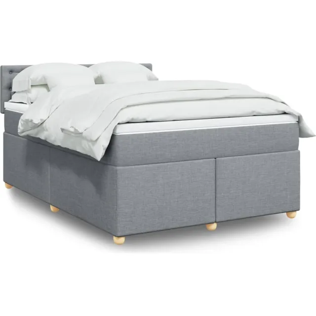 vidaXL Boxspring met matras stof lichtgrijs 140x190 cm grijs