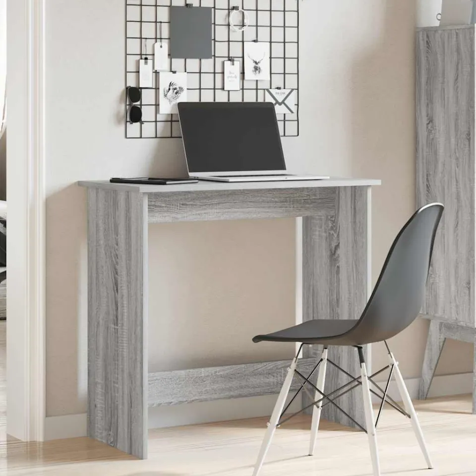vidaXL Bureau 80x40x75 cm bewerkt hout grijs sonoma eikenkleurig, foto 2