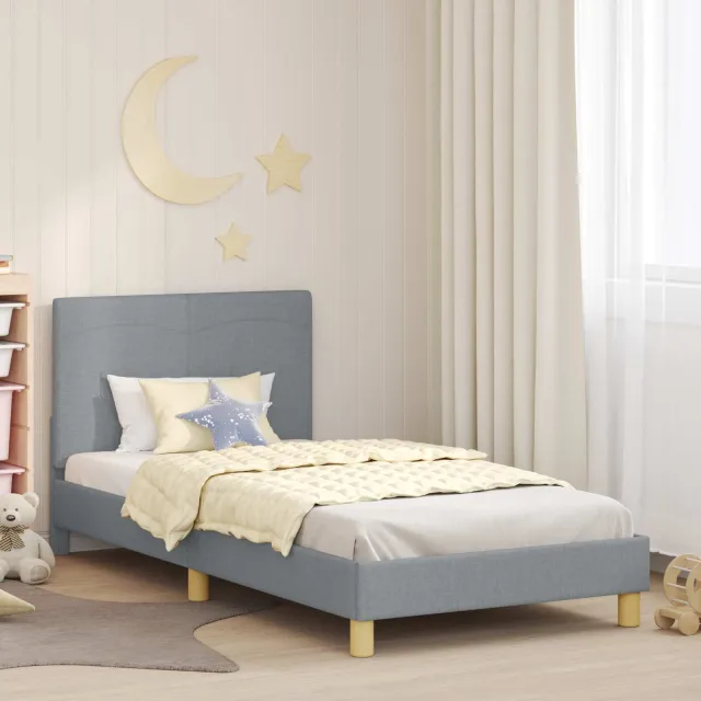 vidaXL Bedframe voor kinderen met hoofdbord Lichtgrijs 90 x 200 cm