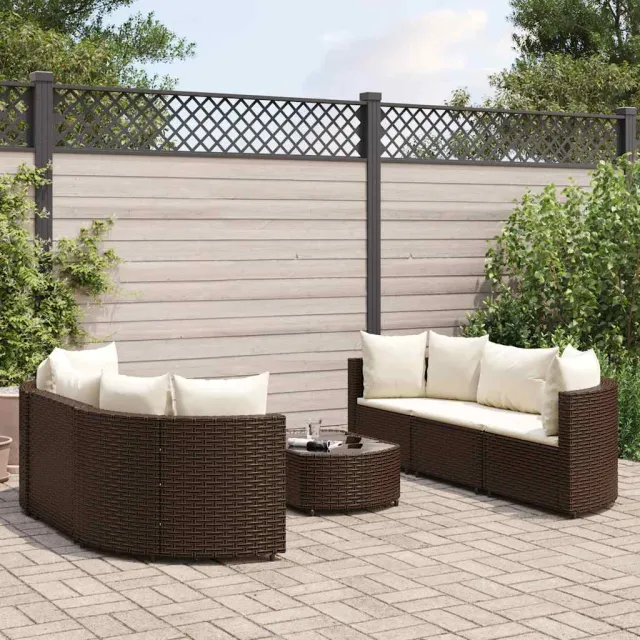 vidaXL 7-delige Loungeset met kussens poly rattan bruin, foto 2