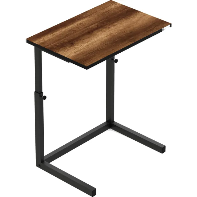 FurniChic Bijzettafels - Salontafels - Plantentafel - Houten in Hoogte Verstelbare Laptoptafel - Thuiswerken -Bijzettafel metaal met hout - Vintage Bruin | 60x40x43/73cm Barok Walnoot