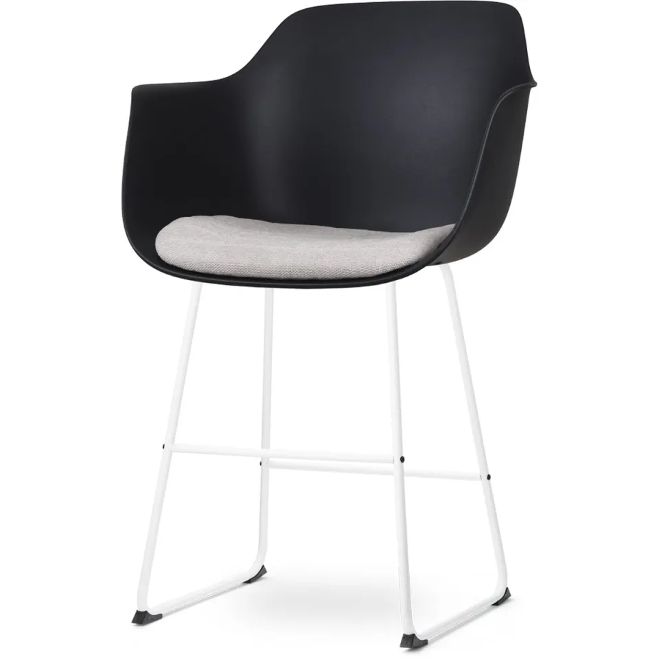 Nolon Nino-Liz barkruk zwart met beige zitkussen - wit onderstel - 65 cm