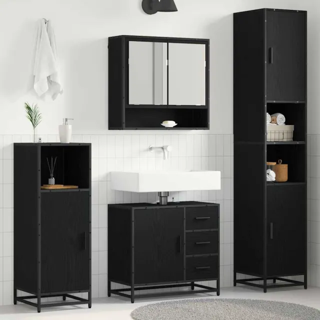 vidaXL Badkamermeubelset 4 st Zwart Eiken 35 x 37,5 x 188,5 cm