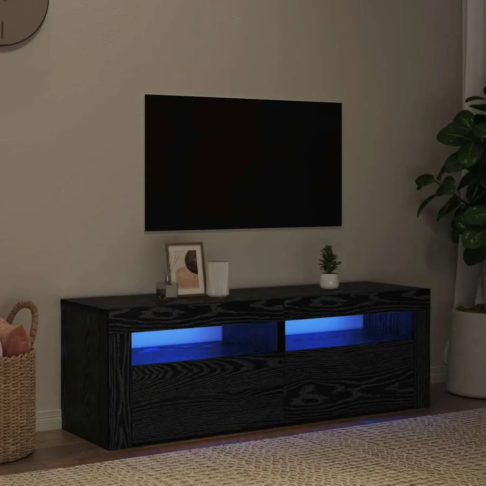 vidaXL Tv-meubel met LED 120x35x40 cm bewerkt hout zwart eiken, foto 3