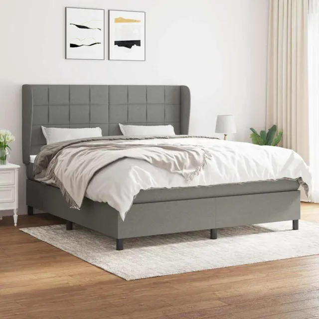 vidaXL Boxspring met matras stof donkergrijs 160x200 cm grijs